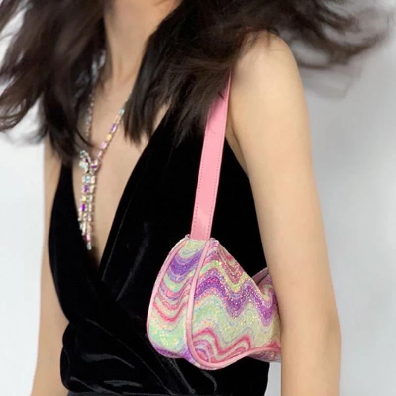 Дамски чанта През рамо, Модерен Пътни чанти От изкуствена кожа, Елегантни Ежедневни Прости Изискани Y2K Spice Girl, Розови дизайнерски чанти Изображение 1