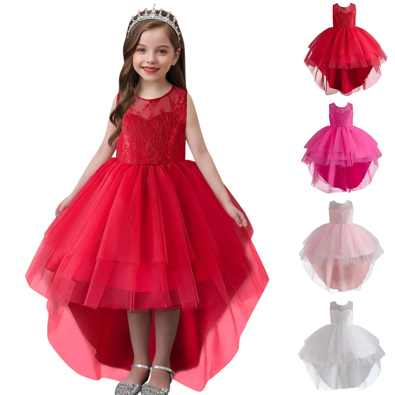 Детски дрехи за малки момичета, Лятото Принцеса рокля с цветя модел без ръкави, Детски Празничен пуловер За момичета, Сарафан За момичета, Размер 6 Изображение 1