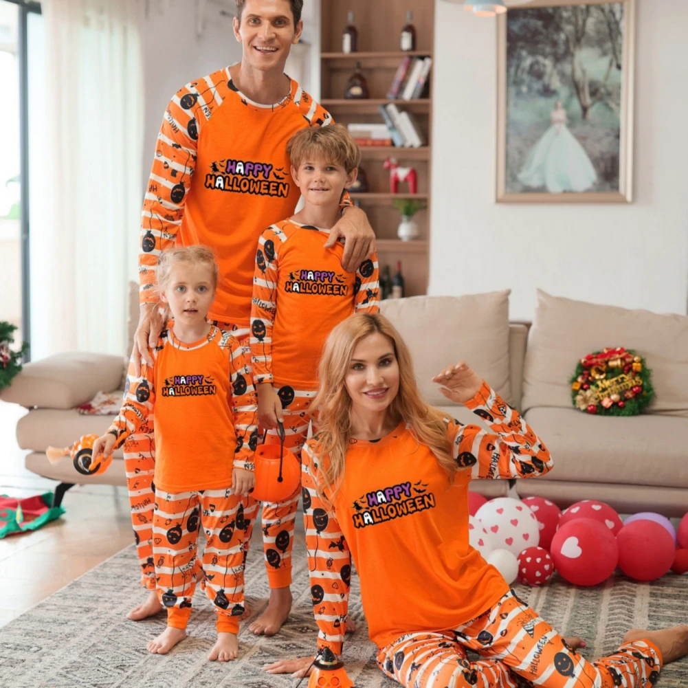 Есен нова коледна пижама за родители и деца с европейско-американски принтом, пижамный костюм за родители и деца с дълги ръкави, домашно облекло Изображение 1