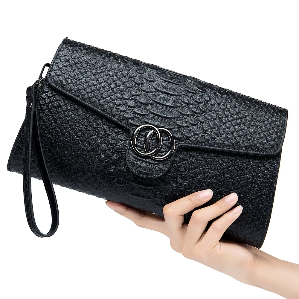 За банкет с крокодиловым модел, Дамски модерна чанта от естествена кожа, ръчна чанта през рамо, ръчна чанта за вечеря Изображение 1