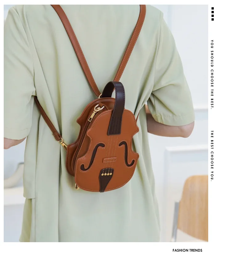 Забавен креативен дизайн, женствена чанта през рамо, Оригинална раница за Цигулка, изкуствена кожа, Реколта Дамски малка чанта през рамо, сладък подарък на едно момиче Изображение 1