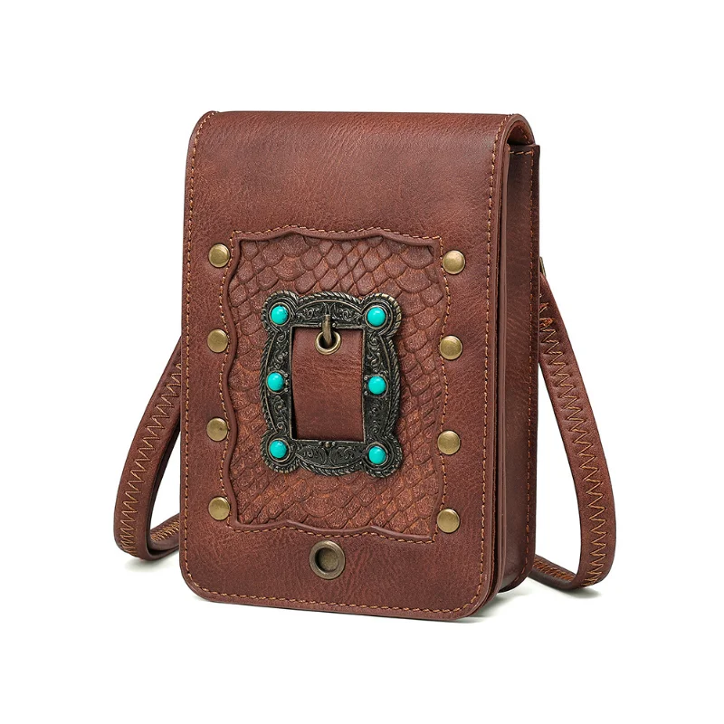 Модерна чанта Chikage в стил пънк-рок, богат на функции малка квадратна чанта, мини чанта през рамо за пътуване на открито Изображение 1