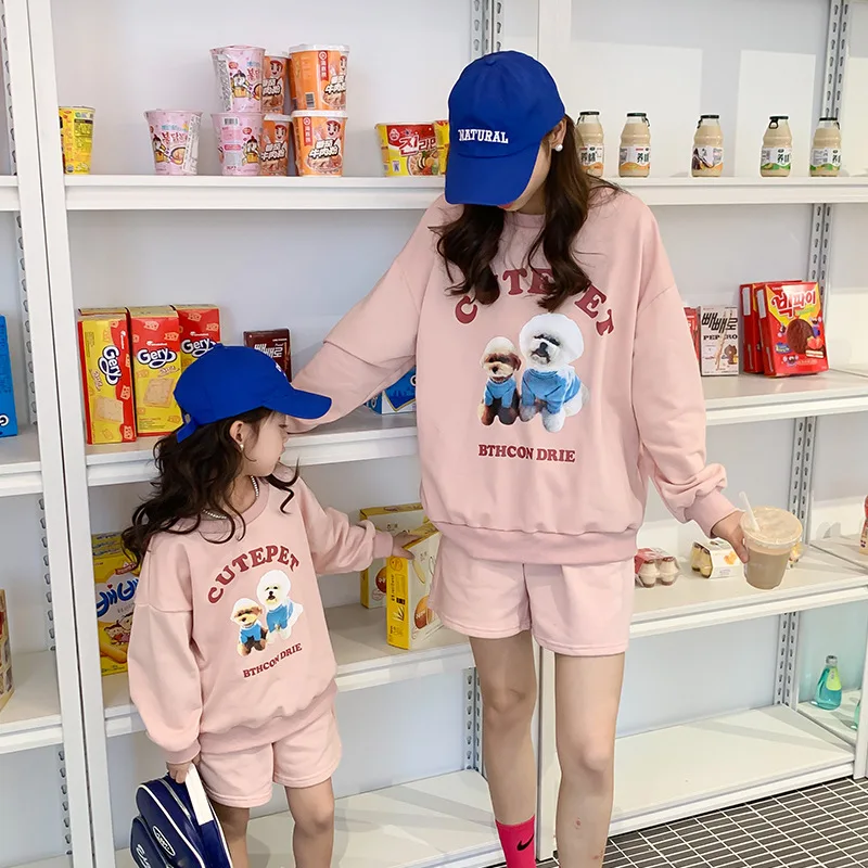 Модни дрехи за майката и дъщерите си, комплекти от 2 теми за майки и малки момичета, Дамски дрехи, 2023, Корейската детски дрехи Изображение 1