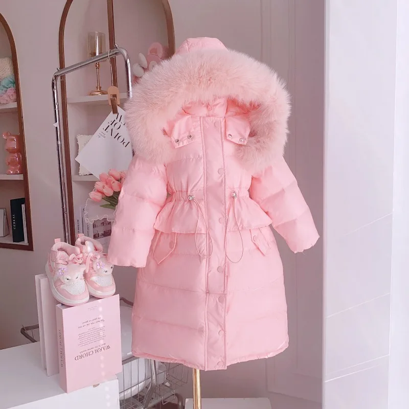 Нова дълга памучен яке за момичета, детски дебела и топло зимно яке, детски зимно яке, зимни дрехи за момичета Изображение 1