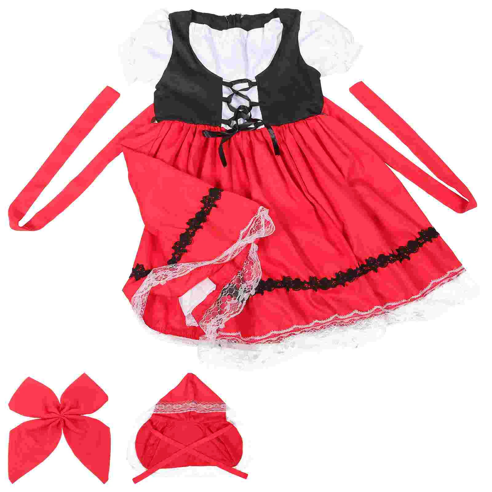 Облекло, костюми с малко Червено с качулка, комплект от рокли за момичета, наметало от плат с качулка За дете Изображение 1