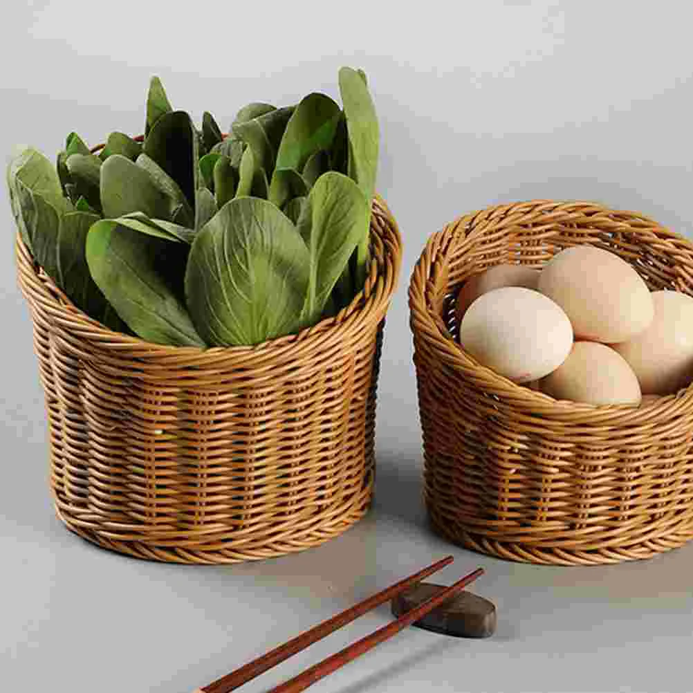 Плетени кошници За Съхранение на горещите зеленчуци, плодове, Хляб, Декоративен Пластмасов контейнер за стоки за дома, Лук Изображение 1