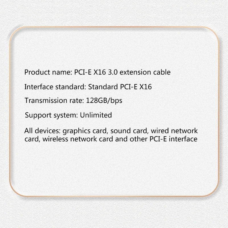 Полноскоростной удължител видео карта PCIE X16 странично, екраниран кабел за удължаване Изображение 1