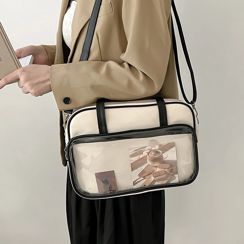 Прозрачен Дамски чанти-тоут 2023, Нова чанта от мека кожа, Голям капацитет на едното рамо, чанта-месинджър, Готина чанта Изображение 1