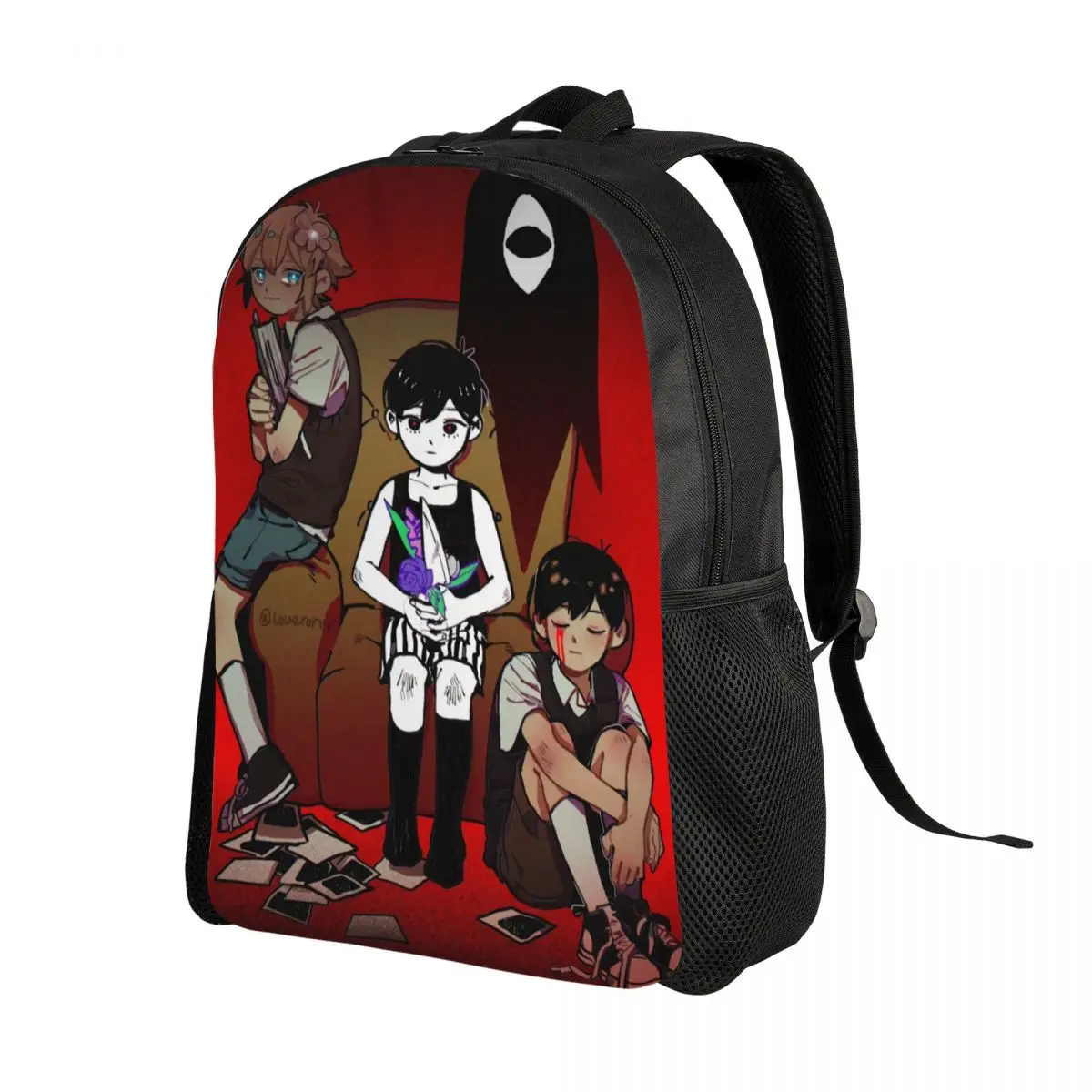 Раница за видео игри Omori Sunny, за жени и за мъже, водоустойчиви училищна чанта за колеж, чанта за книги с принтом Изображение 1