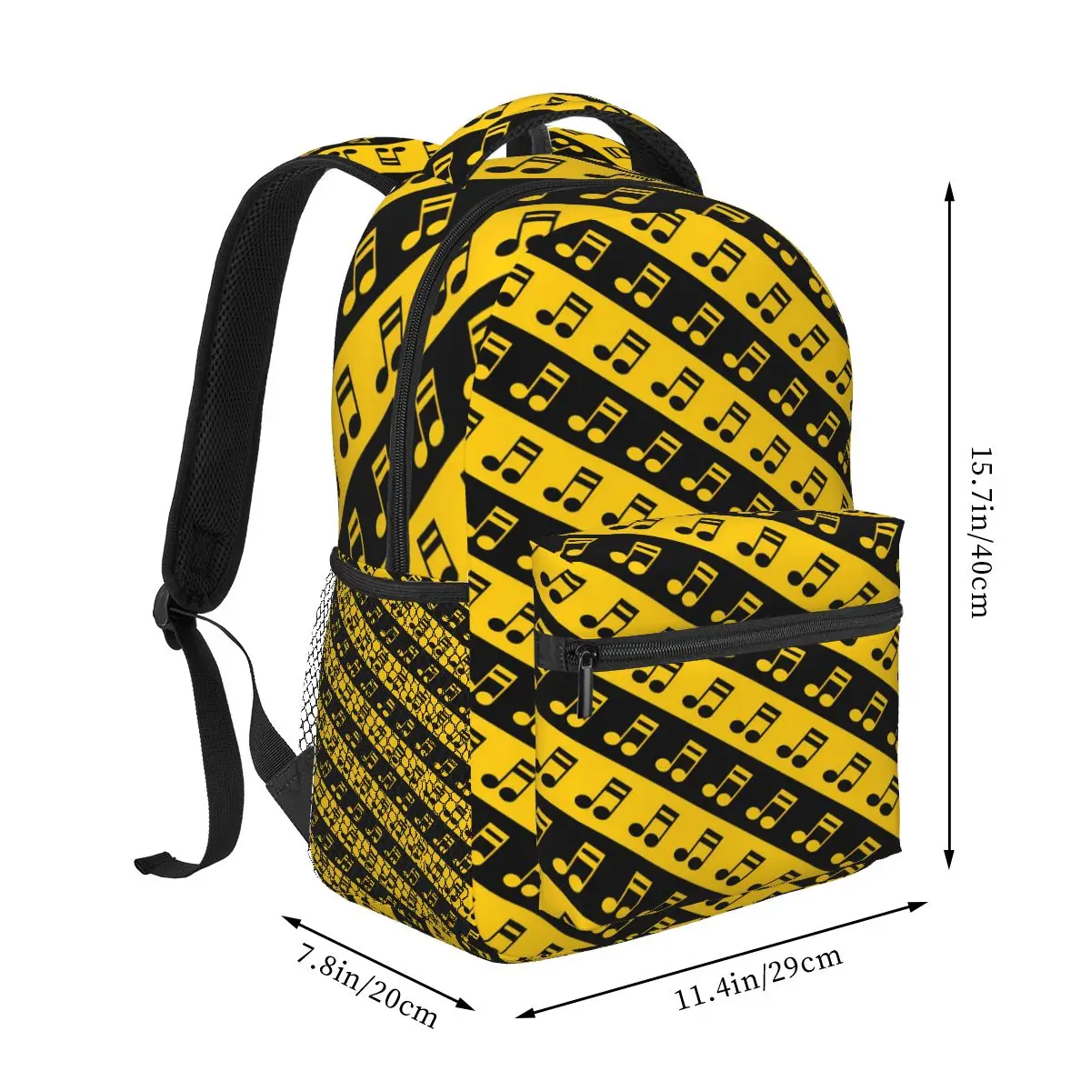 Раница за музикални ноти, черно-жълти студентски спортни раници от полиестер, дишаща красиви училищни чанти, Раница Изображение 1