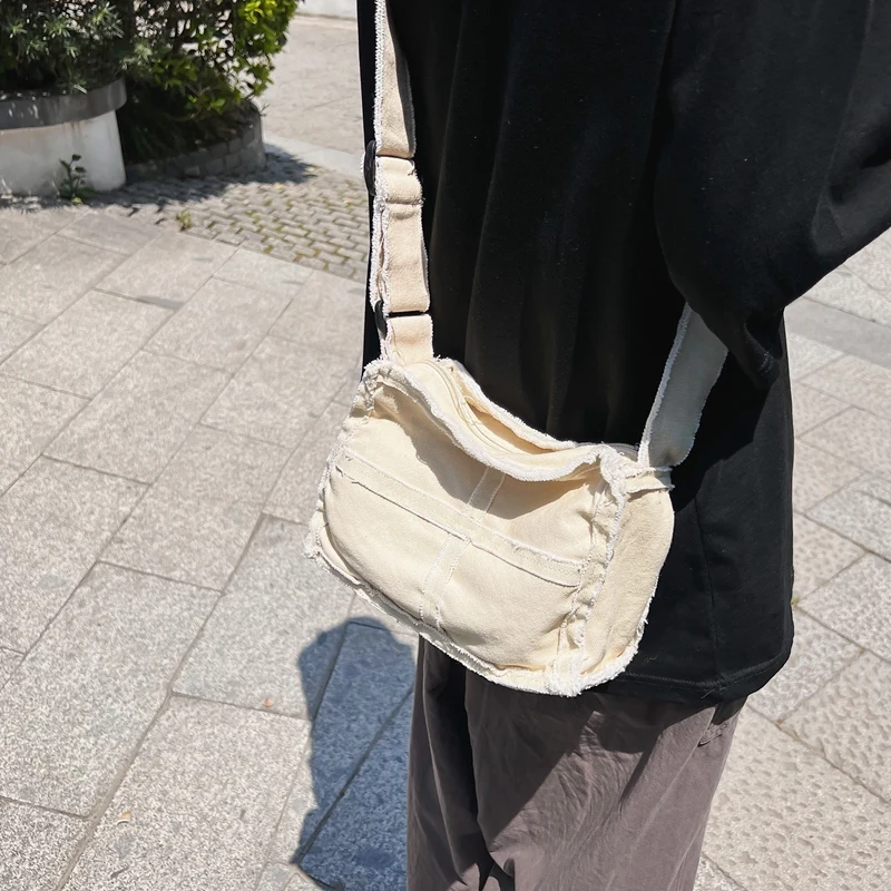Реколта Холщовая женствена чанта през рамо, Модерен Малка чанта-месинджър от плътна тъкан, Нова чанта през рамо за почивка, Сладка пазарска чанта за момичета Изображение 1