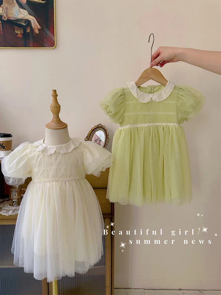 Рокля за малки момичета с пищни ръкави, Сладък рокли Трапецовидна форма, Летни Детски дрехи Изображение 1
