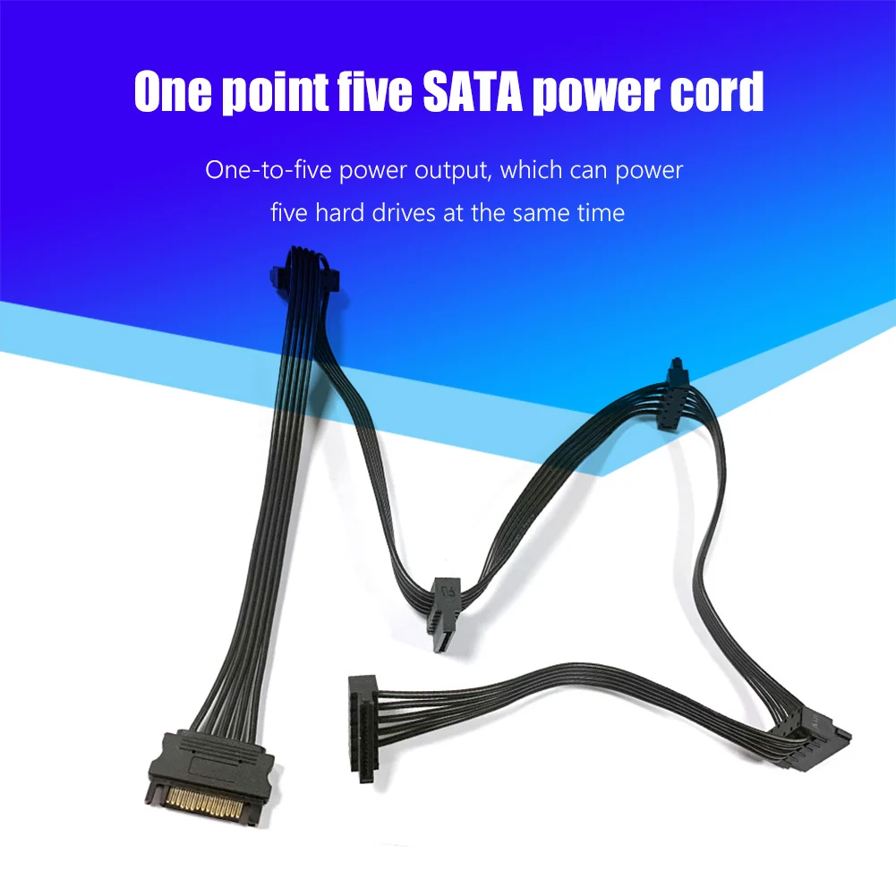 Твърд диск SATA 1-5 SATA захранване Сплитер кабел Кабел 15 Pin SATA Power Изображение 1