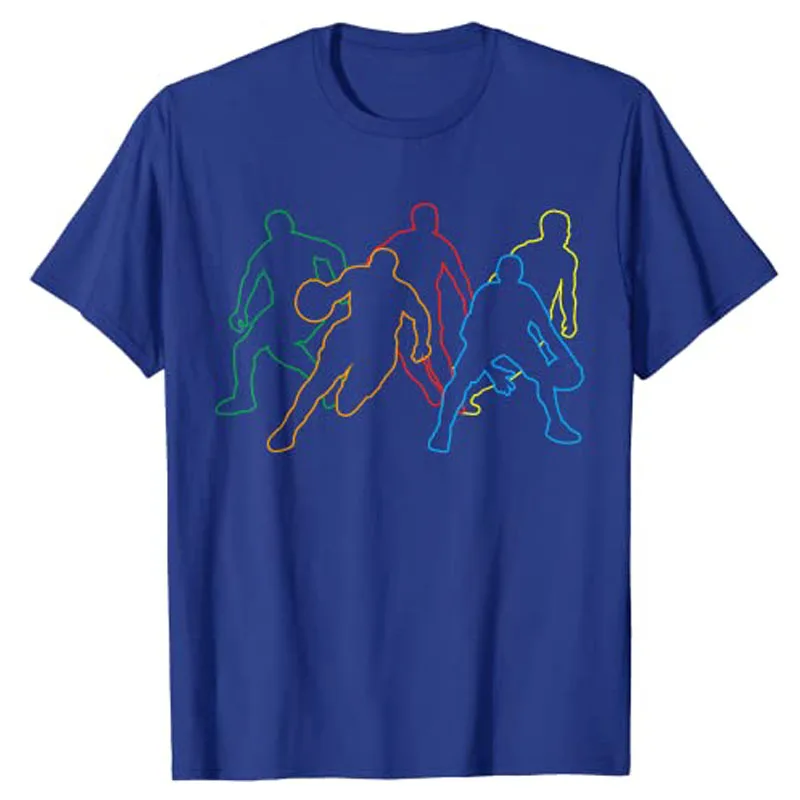 Тениска с силуэтами играчи, любители на бейзбола, тениска с изображение на баскетболния отбор в ретро стил, памук спортен топ с къс ръкав Изображение 1
