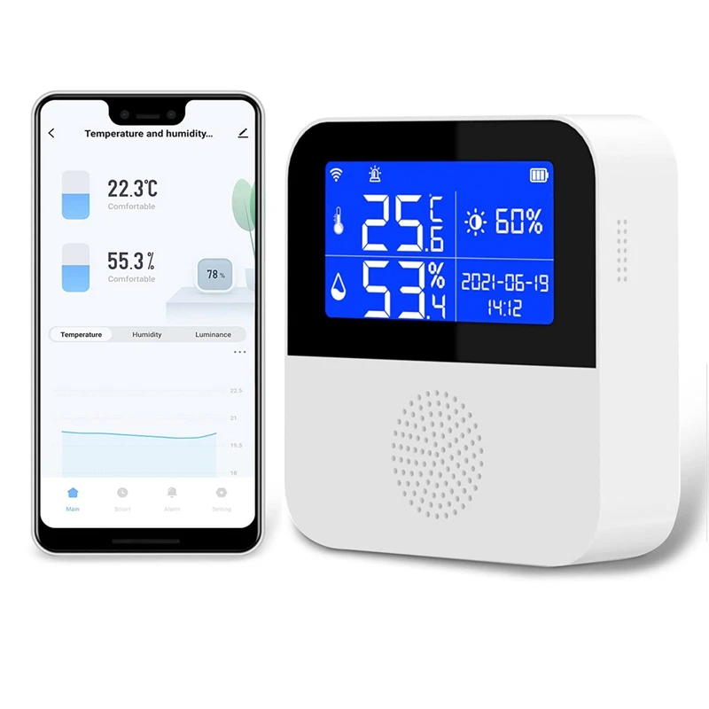 Умен термометър-влагомер, Wifi-следи температурата и влажността с 2,9-инчов LCD дисплей, влага в помещението Изображение 1