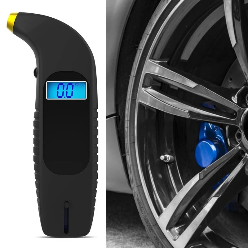 Усъвършенстван цифров манометър за налягането в гумите 150PSI 4 настройки за леки автомобили, велосипеди със задно осветяване, нескользящая дръжка, Автомобили детайл Изображение 1