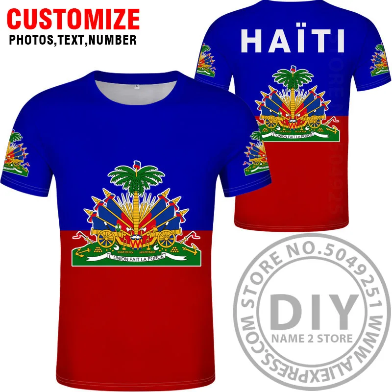 ХАИТИ, летен стил, Мъжки и дамски модни тениски с къс ръкав, национален флаг, френска гаитянская република, снимка дрехи с принтом колеж Изображение 1