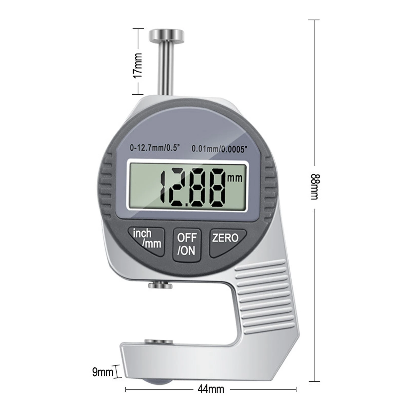 Цифров дебелометрия ABS + неръждаема стомана, цолови/метрична инструменти за измерване на дебелината на 0-0,5 инчов измервателни инструменти Изображение 1