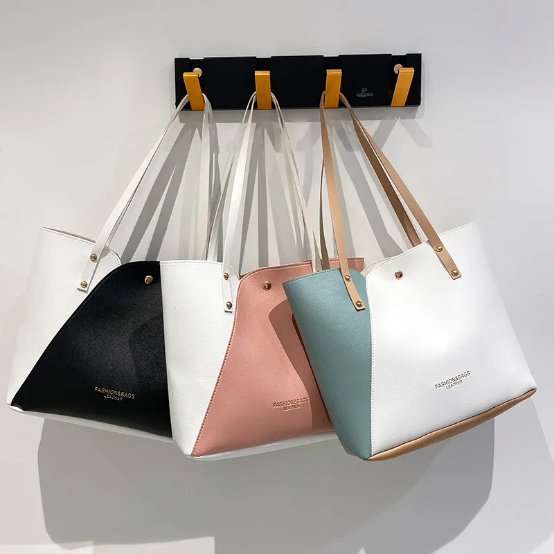 Чанта през рамо с голям капацитет, Дамски цветна чанта в стил мозайка, Висококачествена чанта от изкуствена кожа, Дамски чанти Wild, портмонета и чанти Изображение 1