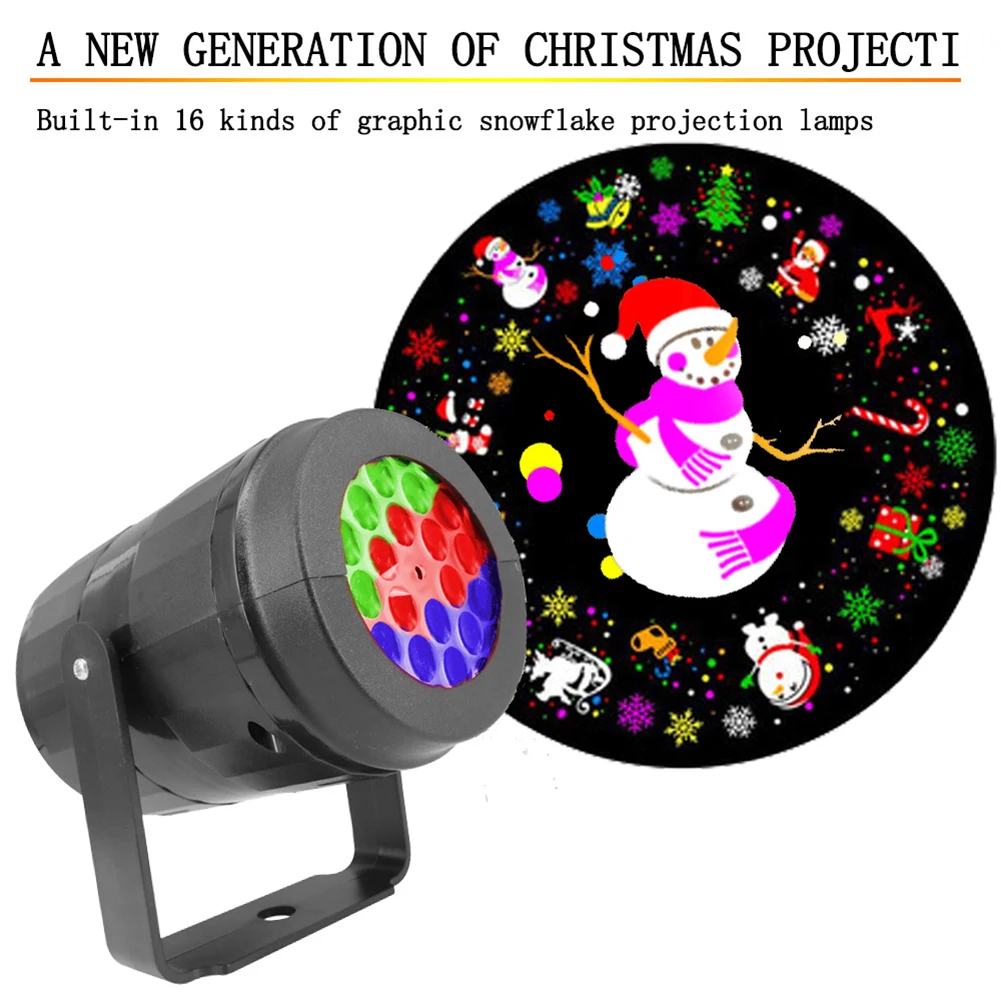 16 Модели Led Коледни проекторных лампи с възможност за завъртане на 360 ° за вътрешно и външно проектор, лампа за празнични партита, Коледни украса Изображение 2