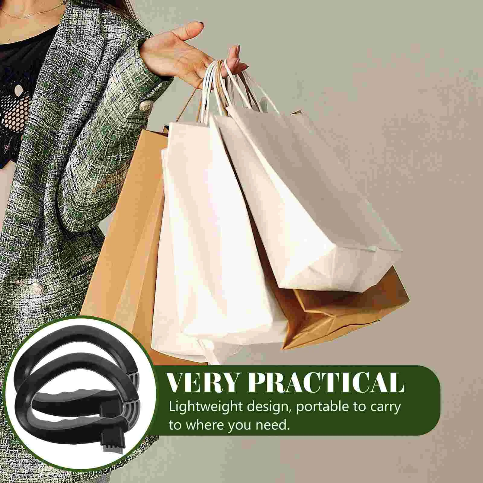 2 бр. черни чанти за пазаруване, дръжка за носене продукти, аксесоари за чанти, нескользящая дръжка от ABS Изображение 2