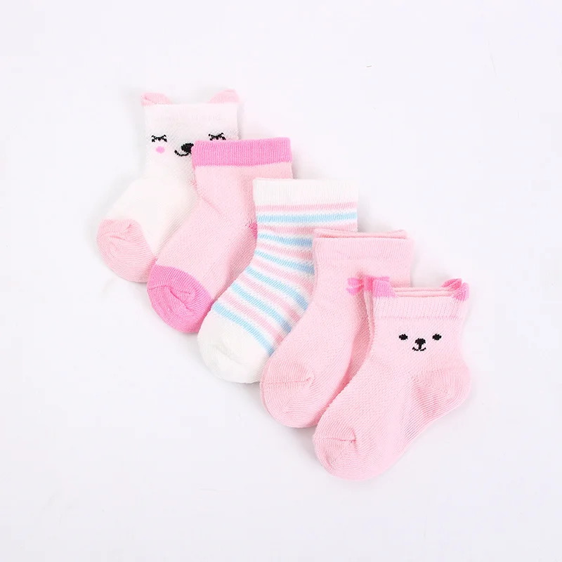 5 чифта детски чорапи За момчета и момичета, Синьо, розово-сиви чорапи, меки Памучни чорапи за новородено, Детски училищни спортни дрехи, Аксесоари Изображение 2