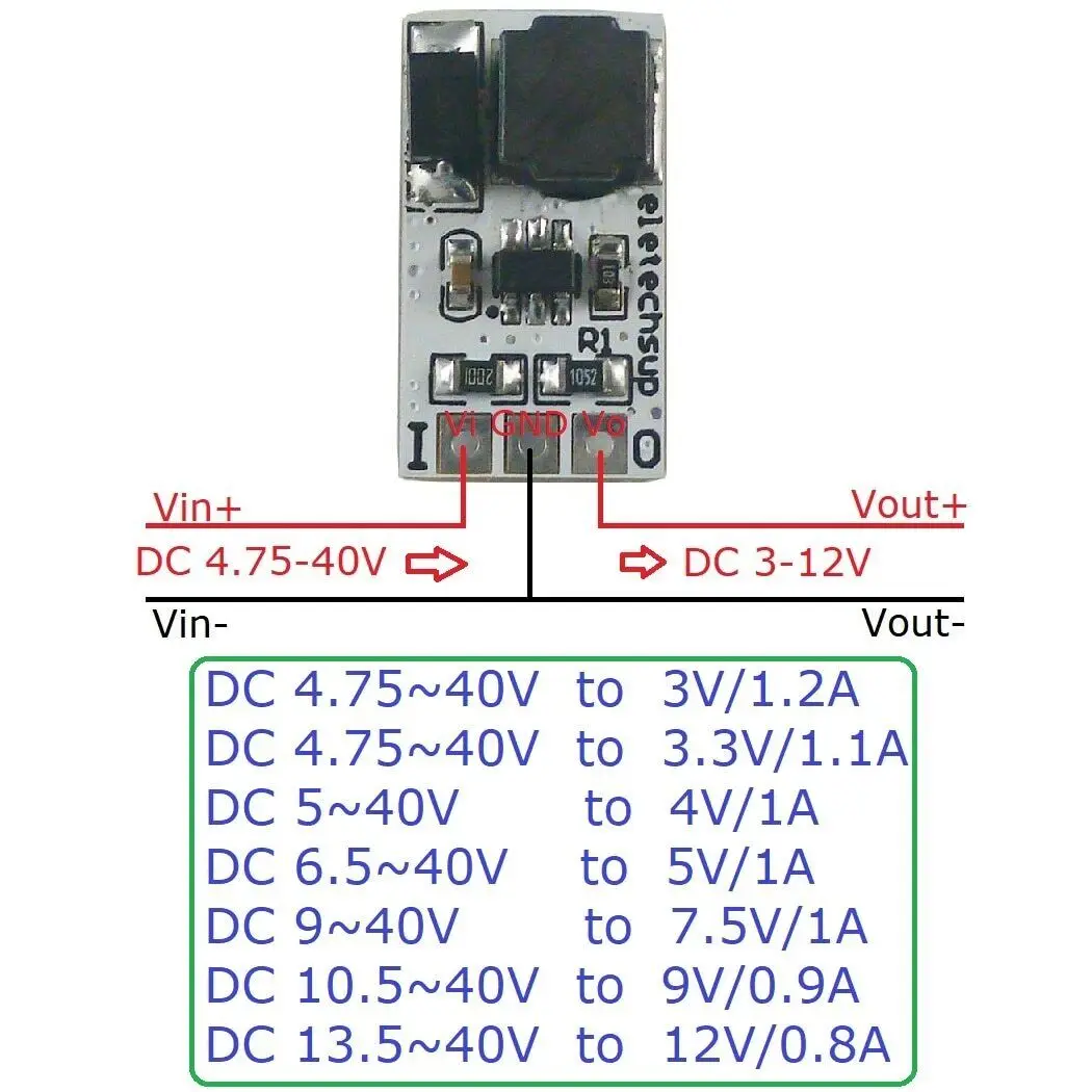 DD4012SA 6,5 ~ 40 до 5 1A стъпка надолу регулатор на напрежение dc Изображение 2