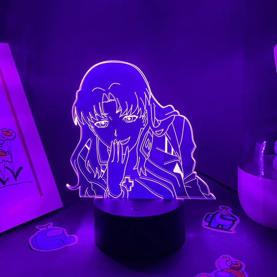 EVA Light Аниме Фигурка на Капитан Misato Кацураги 3D Led лека нощ, Подарък за Рожден Ден за Приятел Лавовая Лампа Декор Спални Манга ТЕЛЕВИЗИЯ EVA Изображение 2
