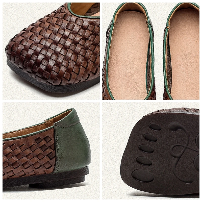Koznoy/ 2 см, Етническа ръчно изработени Обувки от естествена кожа, Летни дамски Слипоны на Дребни Подметка, Удобни и Елегантни Модни Oxfords Изображение 2