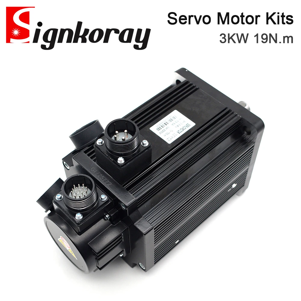 SignkoRay 3KW 19N.m Комплекти за Шофьори на ac серво мотор 1500 об./мин. на 220 В Двигател на променлив ток AASD-40A + 180ST-M19015 за смилане на струг с ЦПУ Изображение 2