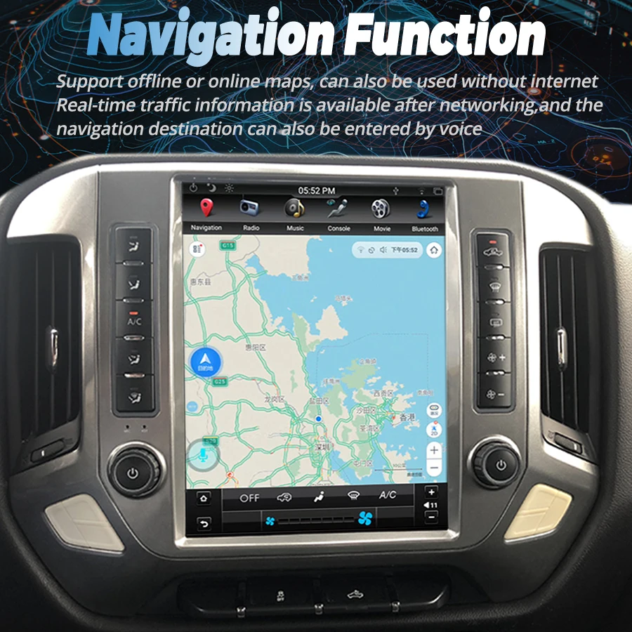 авто Радио приемник с екран от 12.1 инча Tesla За Chevrolet Silverado GMC SIERRA 2014-2018 GPS Bluetooth Автомобилен Мултимедиен Плейър Стерео Изображение 2