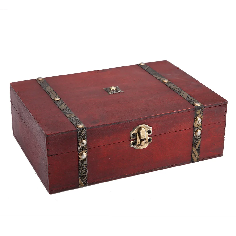 Антични дървена кутия, реколта дървена кутия в ретро стил за чорапи, козметика, канцеларски материали, вестници, списания Изображение 2