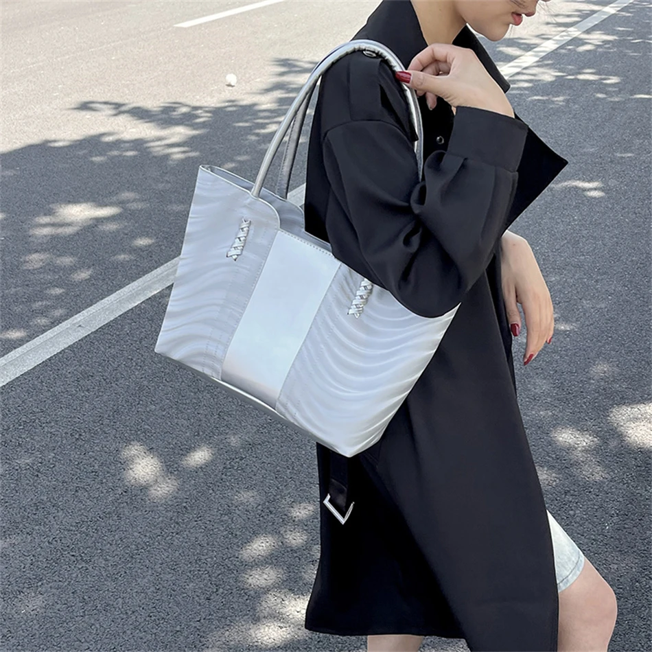 Висококачествени чанти от изкуствена кожа с Голям капацитет за пазаруване, дамски чанти-тоут, женствена чанта през рамо, дамски чанти в ретро стил с водна ромолящи Изображение 2