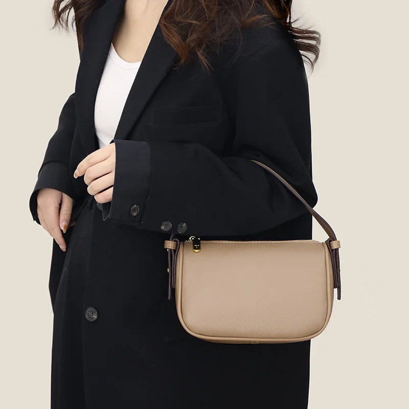 Дамска чанта от естествена кожа, луксозна дизайнерска чанта на рамото, Модни Елегантна Дамска чанта за подмишниците, Ежедневни дамски чанта за пътуване през рамо Изображение 2