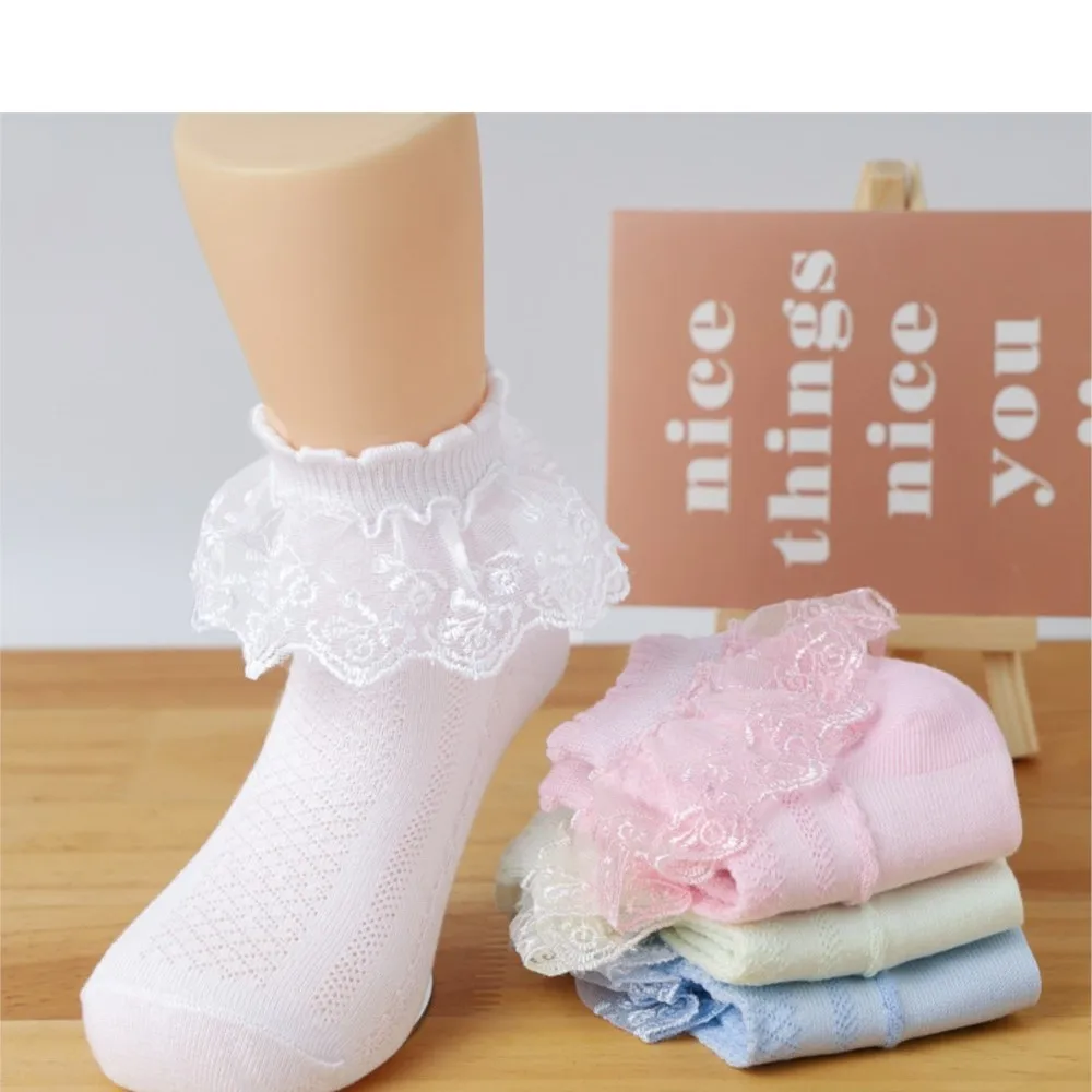 Детски дантелени чорапи от фина мрежа, дишащи танцови чорапи за малки момичета, обикновена чорапи sokken за момичета, Sokken chaussette enfant fille Изображение 2