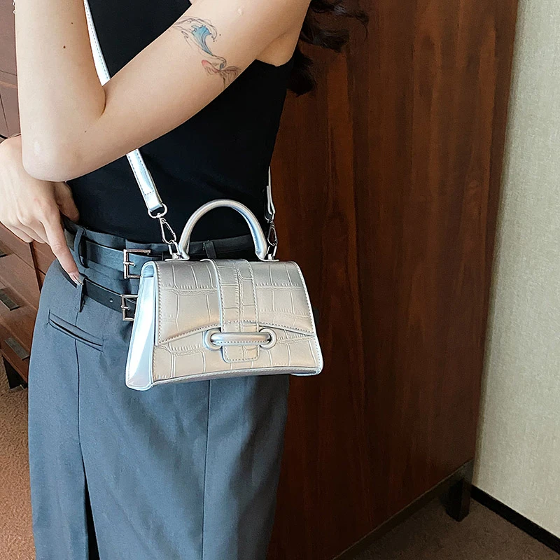Дизайнерска луксозна мека чанта-тоут с горната дръжка, Дамска чанта във формата на пясъчен часовник от алигатор за момичета, Маркови чанти-незабавни посланици с каменен модел на рамото Изображение 2