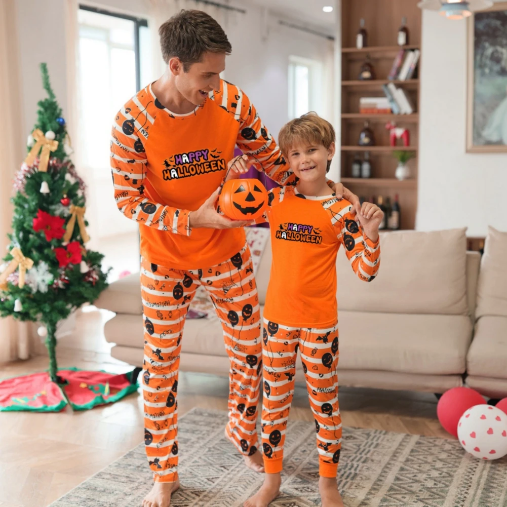 Есен нова коледна пижама за родители и деца с европейско-американски принтом, пижамный костюм за родители и деца с дълги ръкави, домашно облекло Изображение 2