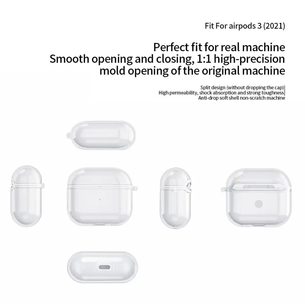 За AirPods 3 Pro Защитен силиконов калъф, Нова однотонная Iphone Bluetooth слушалки, мек калъф, предпазващ калъф, изключително тънък Защитен Изображение 2