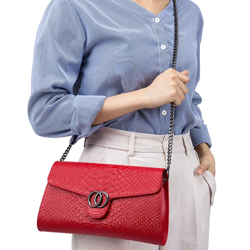 За банкет с крокодиловым модел, Дамски модерна чанта от естествена кожа, ръчна чанта през рамо, ръчна чанта за вечеря Изображение 2