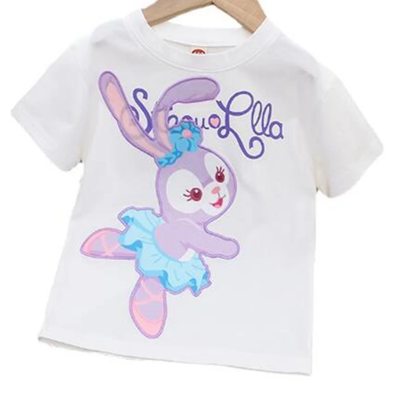 Модерна лятна тениска с къси ръкави за момичета, памучни тениски с изображение на заек от анимационен филм за малки момчета, блузи, тениски, дрехи за деца Изображение 2