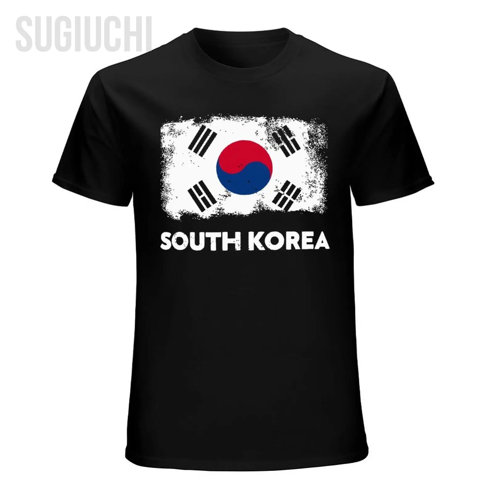 Мъжки реколта тениска с флага на Южна Корея, Тениски с кръгло деколте, Дамски тениски от 100% памук за момчета, къса тениска унисекс, За всички сезони Изображение 2