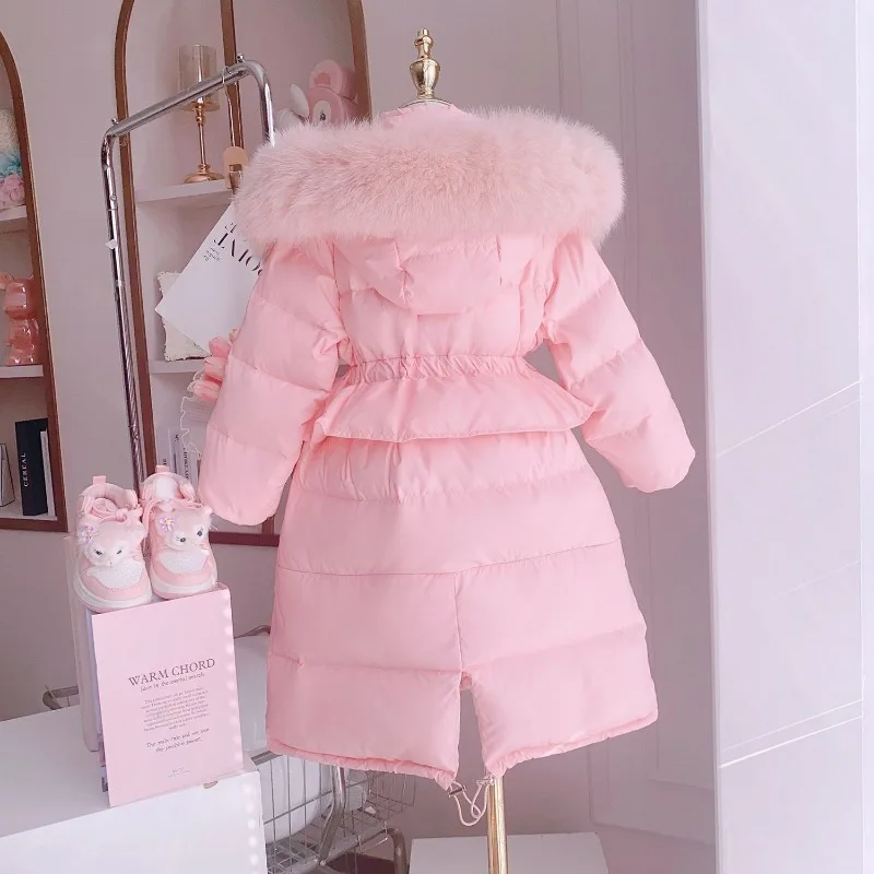 Нова дълга памучен яке за момичета, детски дебела и топло зимно яке, детски зимно яке, зимни дрехи за момичета Изображение 2