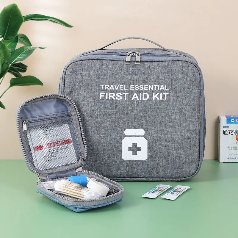 Преносима аптечка за първа помощ, чанта за съхранение на лекарства от плат Оксфорд, кутия за спешна медицинска помощ за пътуване, чанта за оцеляване в къмпинга, калъф за хапчета Изображение 2