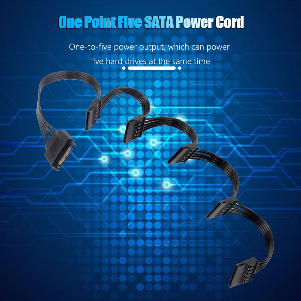 Твърд диск SATA 1-5 SATA захранване Сплитер кабел Кабел 15 Pin SATA Power Изображение 2