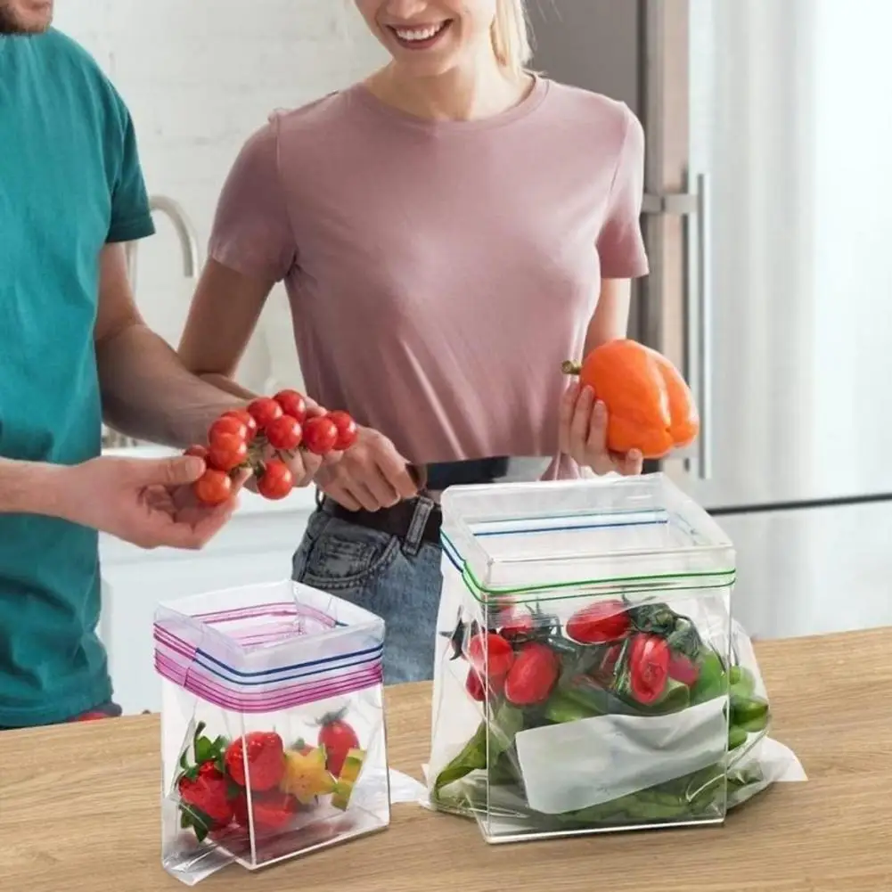 Титуляр чанти за съхранение на храни, поставка за торбички за съхранение на продукти, които не съдържат бисфенол А, за многократна употреба на притежателя, с цип за сандвичи с фризер Повече Изображение 2