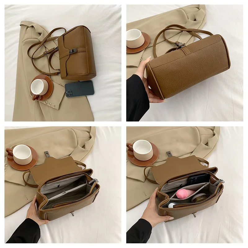 2023 Нови Луксозни Дизайнерски чанти с ключалка, Женствена чанта през рамо, Модерен Висококачествена Кожена чанта През рамо, Дамски портфейл Изображение 3
