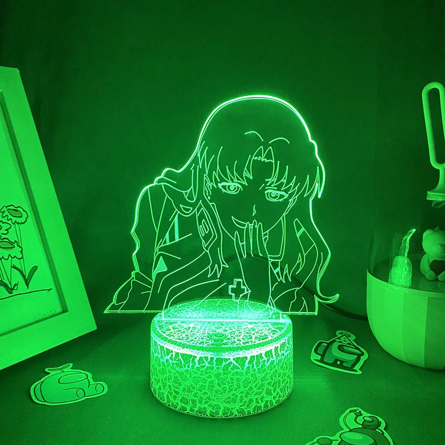 EVA Light Аниме Фигурка на Капитан Misato Кацураги 3D Led лека нощ, Подарък за Рожден Ден за Приятел Лавовая Лампа Декор Спални Манга ТЕЛЕВИЗИЯ EVA Изображение 3
