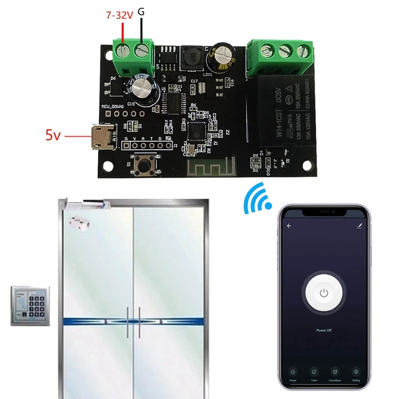 Sasha Wifi Switch Асиметричен Ключ Релеен Модул Точков Автоматично Блокиране на Приложението За мобилен Телефон за Дистанционно Управление на Отдалечен Глас Изображение 3