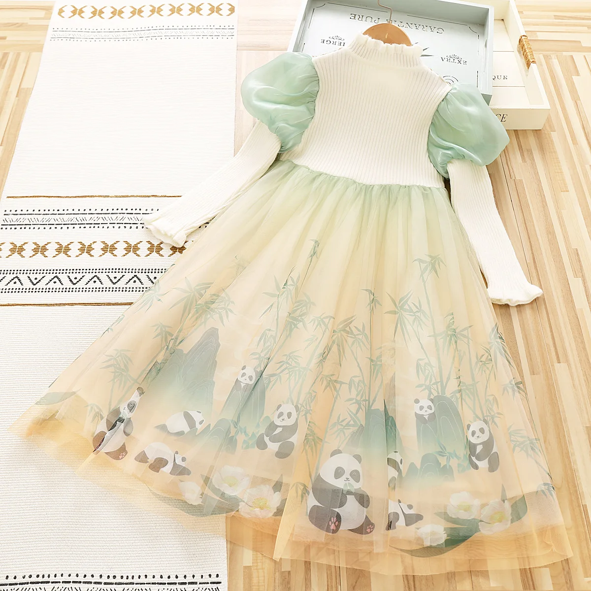 Бебешка рокля в национален стил с изображение на Панда от картун 2023, Есенно-зимни дрехи Принцеси за момичета на едро Изображение 3