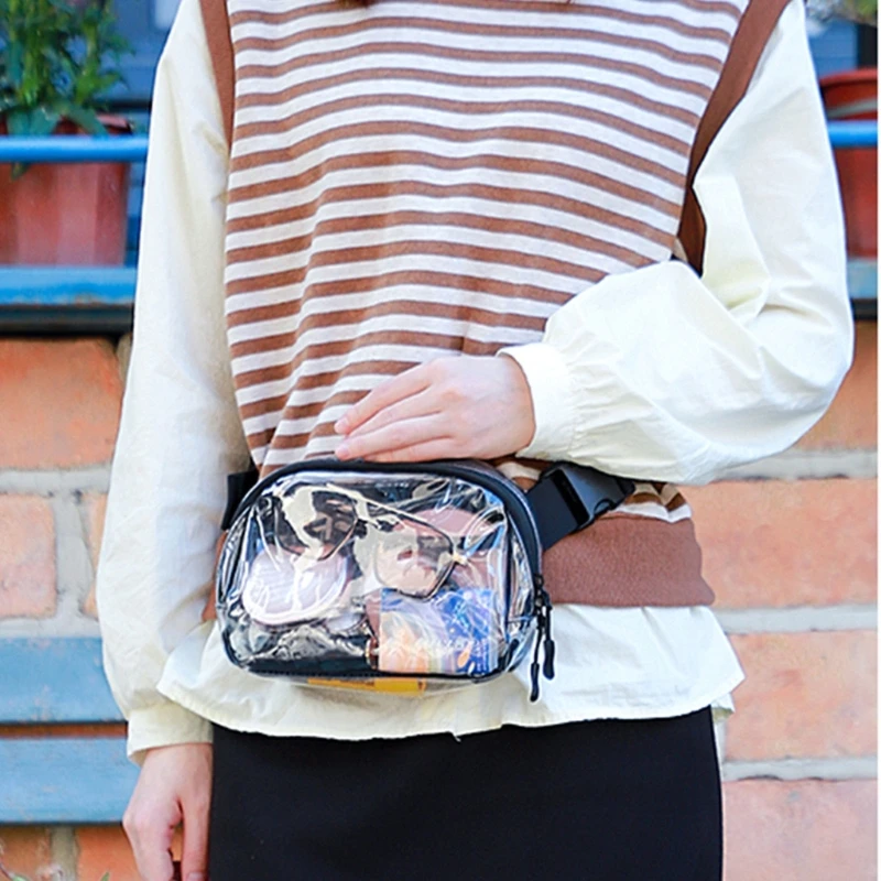 Бистра поясная чанта, Поясная чанта за жени, Мъжки чанти през рамо, PVC Прашка, чанти, чанта за задника Изображение 3